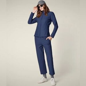 Save the duck blue zip up jacket l/xl windbreaker hoodie hooded hood chic